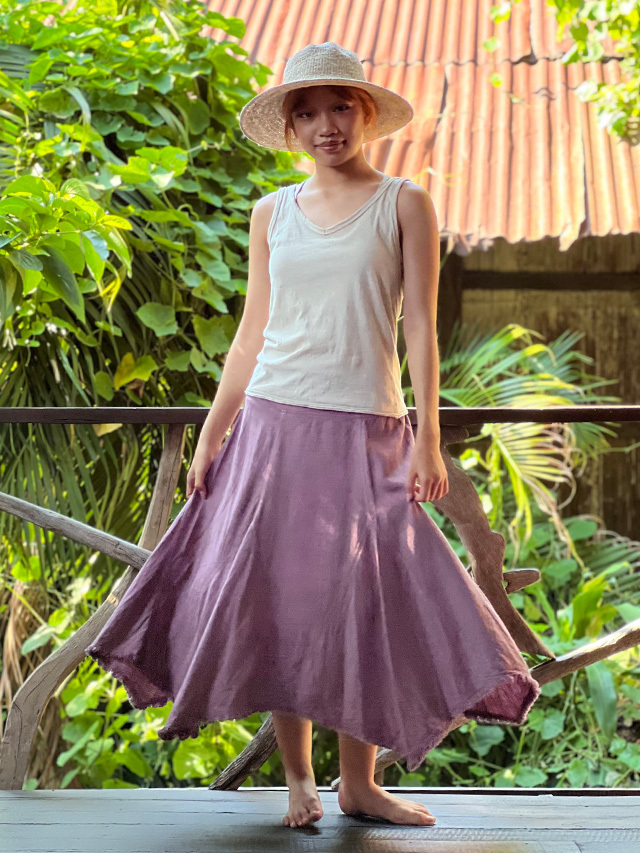 5035【美品】usaato うさと サイドスリット 変形スカート 天然草木染め 