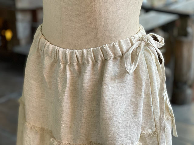 asana HEMP100% フリンジ ティアード スカート・きなり