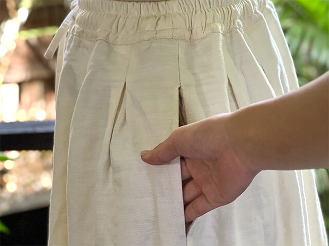 asana HEMP100% 厚手 デニム風 スカート・きなり