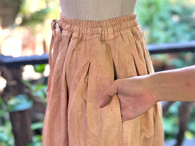 asana HEMP100% 厚手 デニム風 スカート・きなり