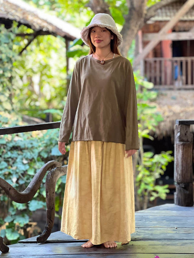 asana HEMP100% 厚手 デニム風 スカート・草木染め【パヤカ オンライン