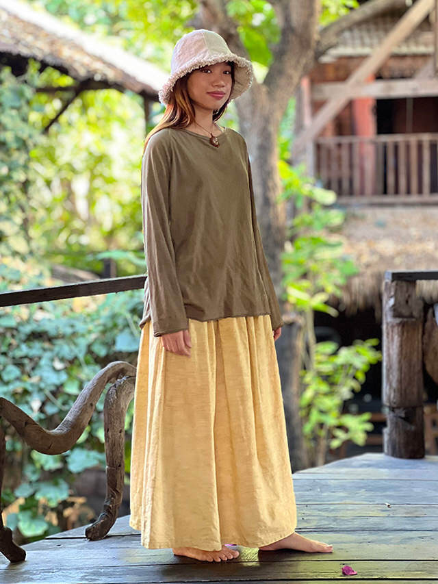 asana HEMP100% 厚手 デニム風 スカート・草木染め【パヤカ オンライン