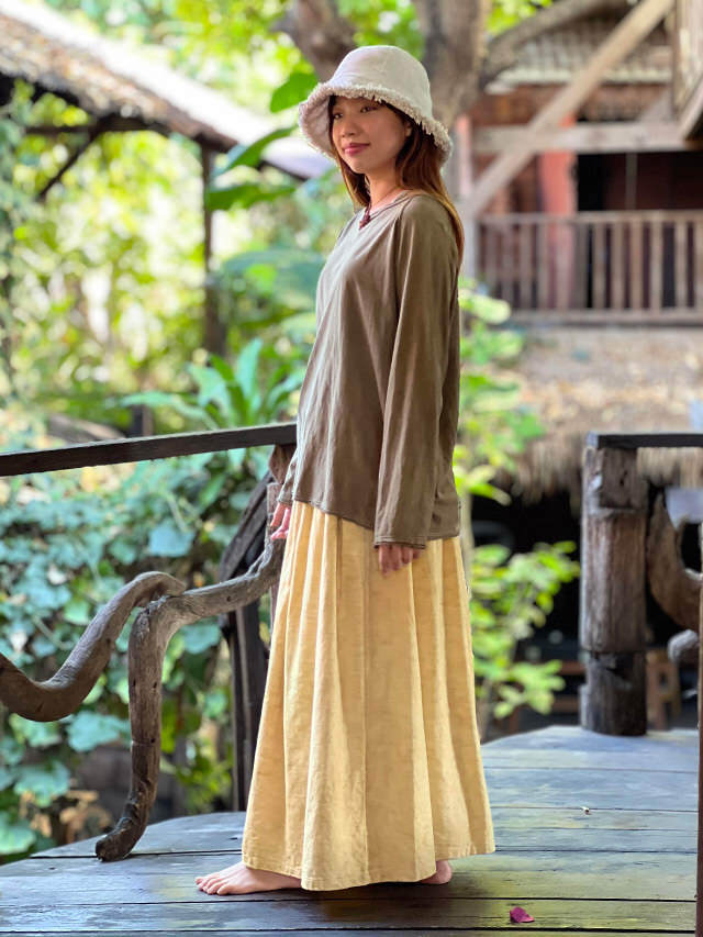 asana HEMP100% 厚手 デニム風 スカート・草木染め【パヤカ オンライン