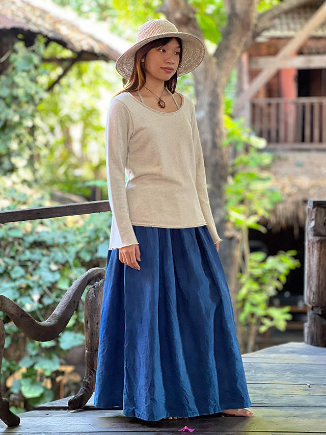 asana HEMP100% 厚手 デニム風 スカート・草木染め【パヤカ オンライン