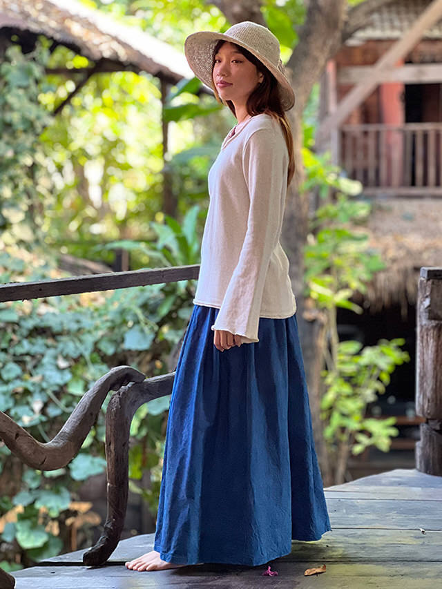 asana HEMP100% 厚手 デニム風 スカート・草木染め【パヤカ オンライン