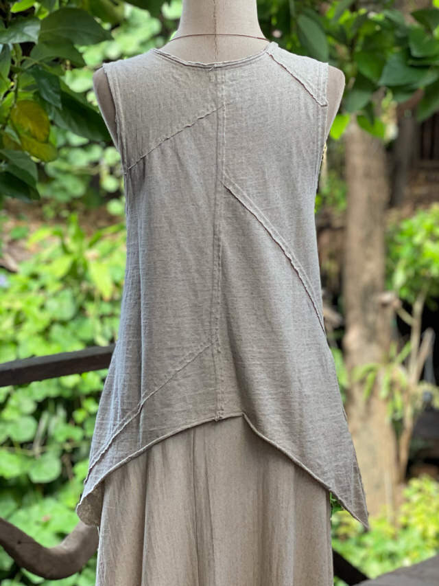 【新品】PAYAKA ヘンプコットン 厚手 森のパッチワーク ショート ベスト asana ヘンプコットン 厚手 森のパッチワーク ショート ベスト