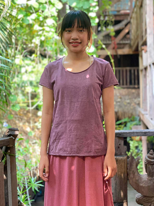 asana ヘンプコットン 厚手 スリムTee・草木染め【パヤカ