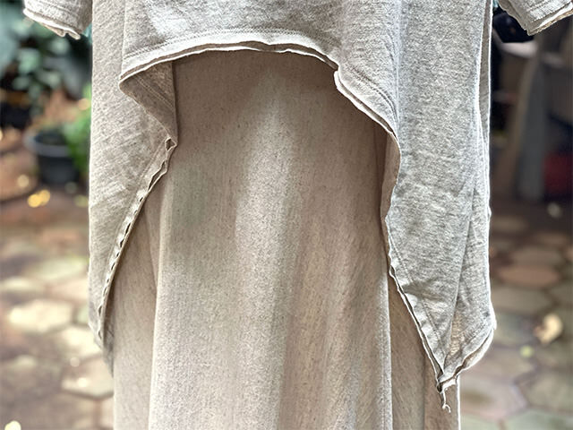 asana ヘンプコットン 厚手 ウイング ポンチョTee・きなり