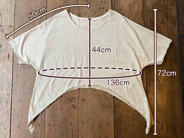 asana ヘンプコットン 厚手 ウイング ポンチョTee・きなり