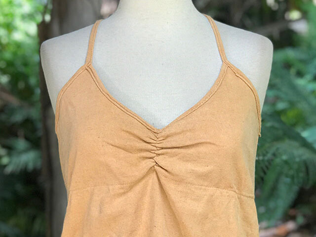 asana ヘンプコットン 厚手 パット入り キャミタンク・草木染め