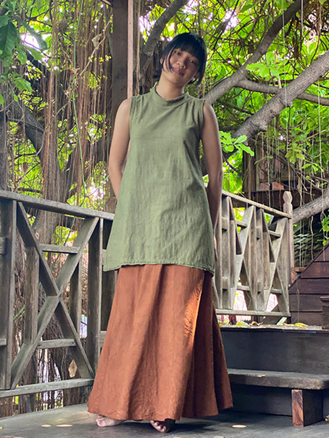 asana ヘンプコットン ハイネック チュニック・草木染め【パヤカ  