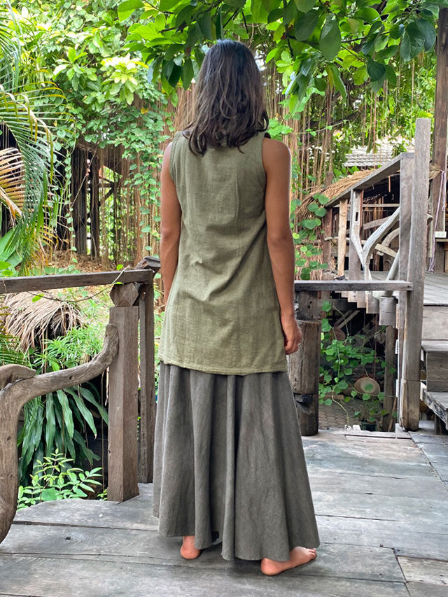 asana ヘンプコットン ハイネック チュニック・草木染め【パヤカ  