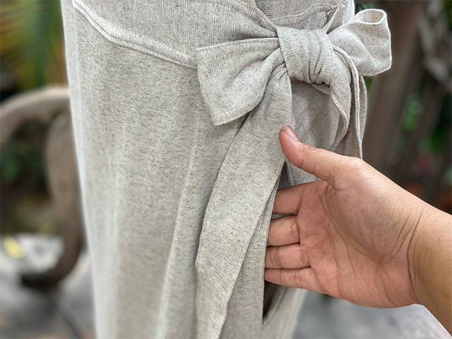 asana ヘンプコットン 厚手 カシュクール スリーブ ワンピース・きなり