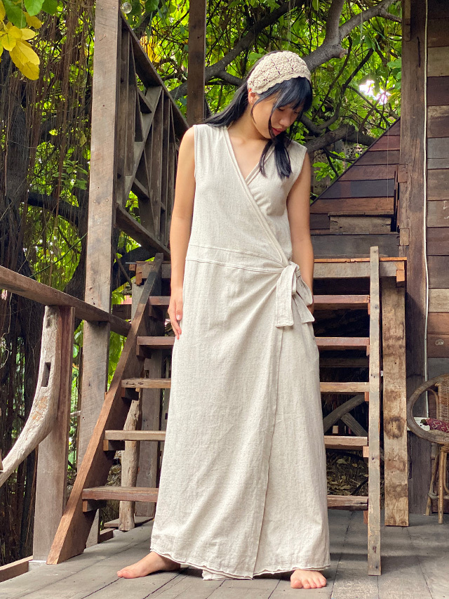 asana ヘンプコットン 厚手 カシュクール ノースリーブ