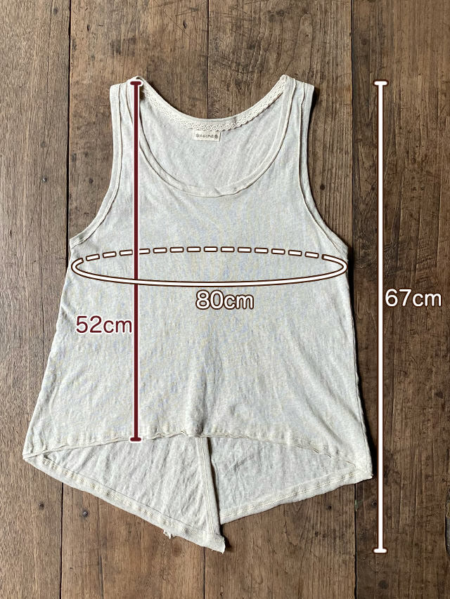 asana ヘンプコットン 薄手 ウイング タンク・きなり