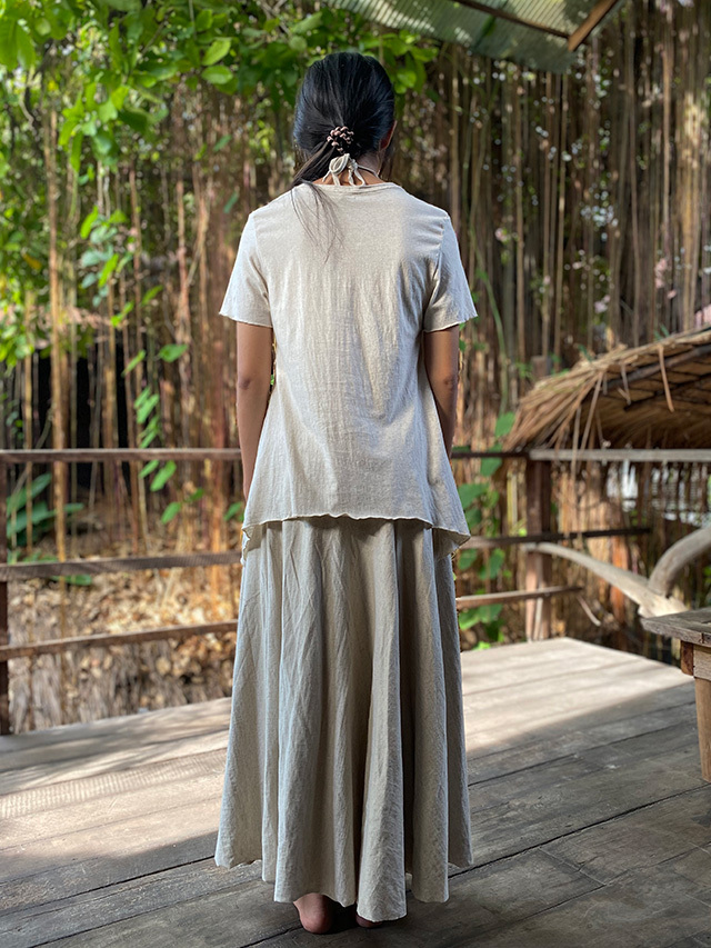 asana ヘンプコットン Vネック Tシャツ・きなり【パヤカ