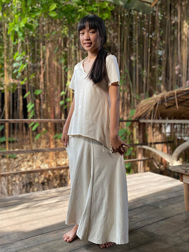 asana ヘンプコットン Vネック Tシャツ・きなり【パヤカ オンライン