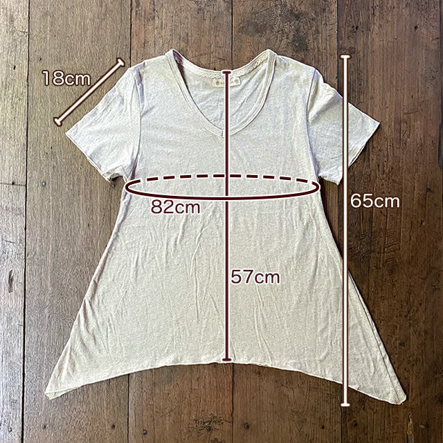 asana ヘンプコットン 薄手 Vネック Tシャツ・きなり