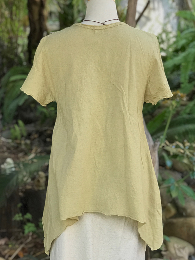 asana ヘンプコットン 薄手 Vネック Tシャツ・草木染め【パヤカ