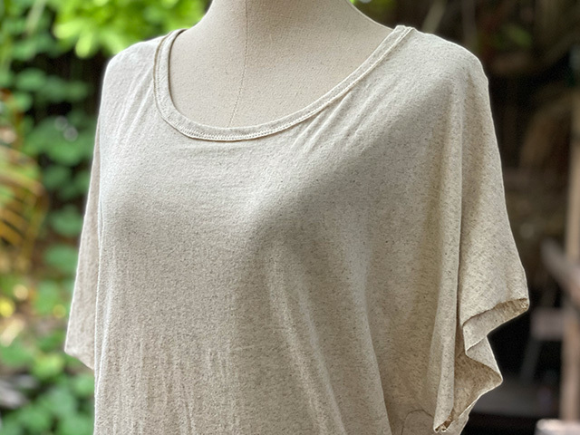 asana ヘンプコットン 薄手 NEW ギャザー Tee・きなり