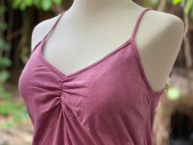 asana ヘンプコットン 薄手 パット入り キャミタンク・草木染め