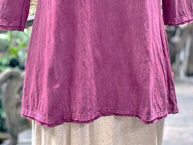 asana ヘンプコットン 薄手 ７分袖カットソー・草木染め