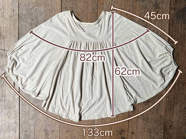 asana ヘンプコットン 薄手 ギャザー ポンチョ・きなり