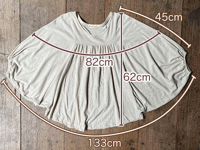 asana ヘンプコットン 薄手 ギャザー ポンチョ・きなり