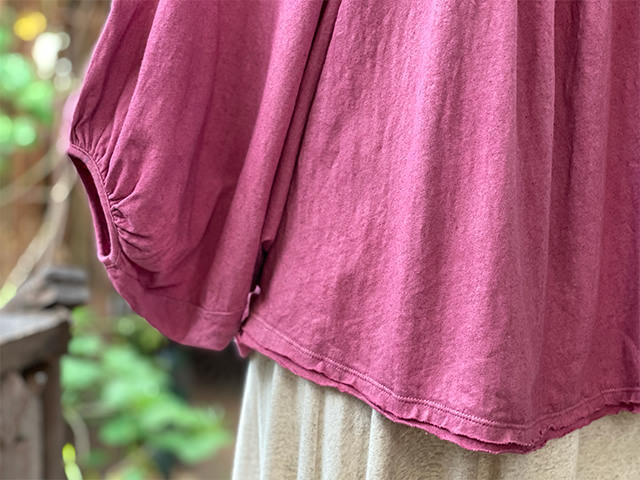 asana ヘンプコットン 薄手 ギャザー ポンチョ・草木染め