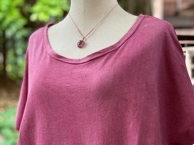 asana ヘンプコットン 薄手 NEW ギャザー Tee・草木染め