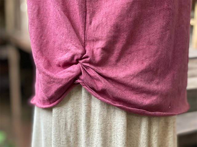 asana ヘンプコットン 薄手 NEW ギャザー Tee・草木染め