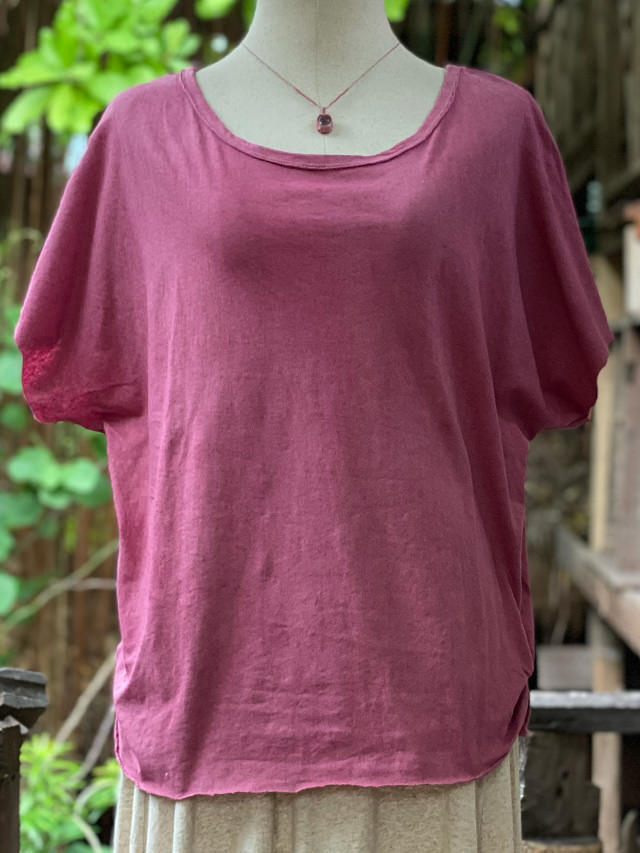 本日のみ大大値下げPAYAKA asana asana ヘンプコットン 薄手 ギャザー Tee・草木染め【パヤカ