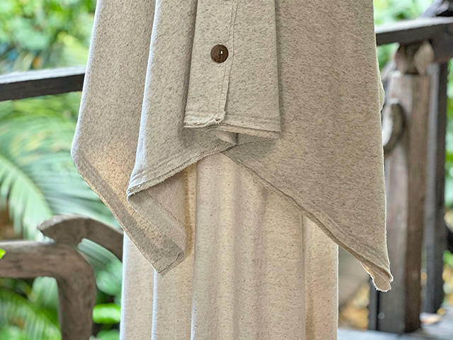 asana ヘンプコットン ふかふか 2WAY ポンチョ・きなり