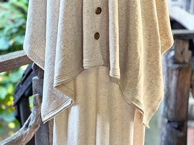 asana ヘンプコットン ふかふか 2WAY ポンチョ・きなり