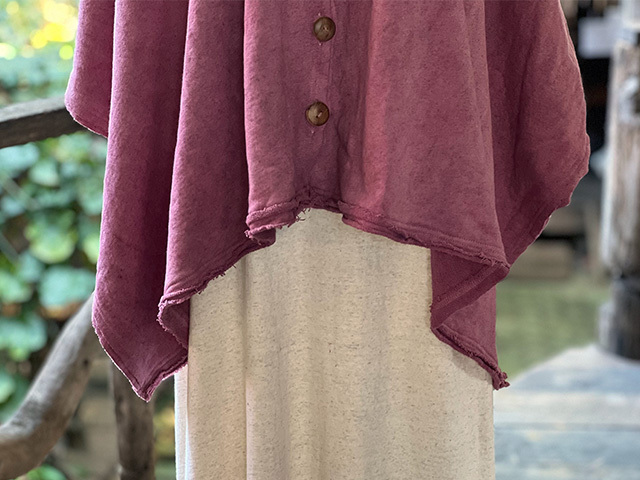 asana ヘンプコットン ふかふか 2WAY ポンチョ・草木染め