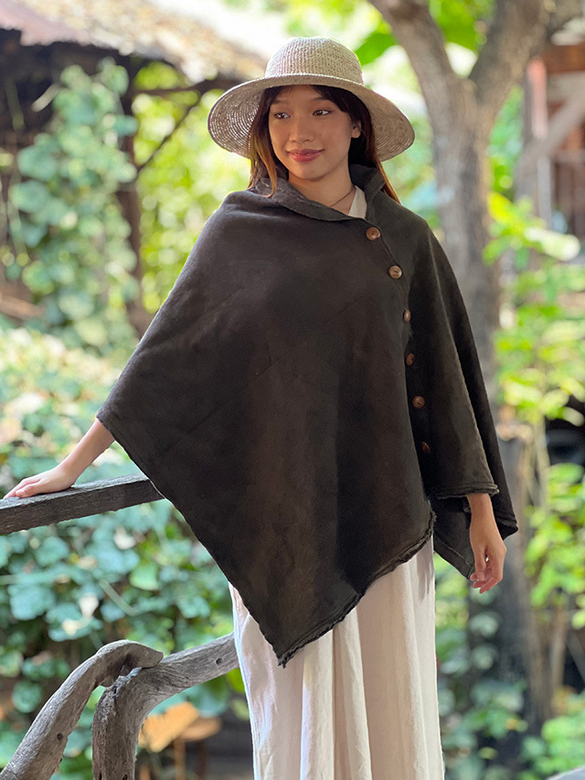 asana ヘンプコットン ふかふか 2WAY ポンチョ・草木染め【パヤカ
