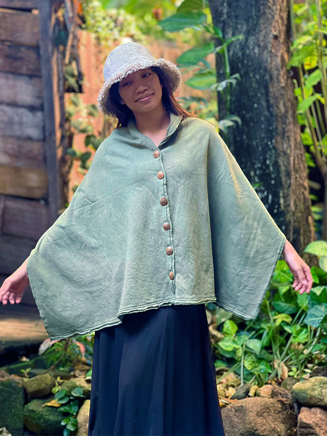 asana ヘンプコットン ふかふか 2WAY ポンチョ・草木染め【パヤカ