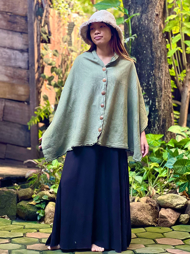 asana ヘンプコットン ふかふか 2WAY ポンチョ・草木染め【パヤカ