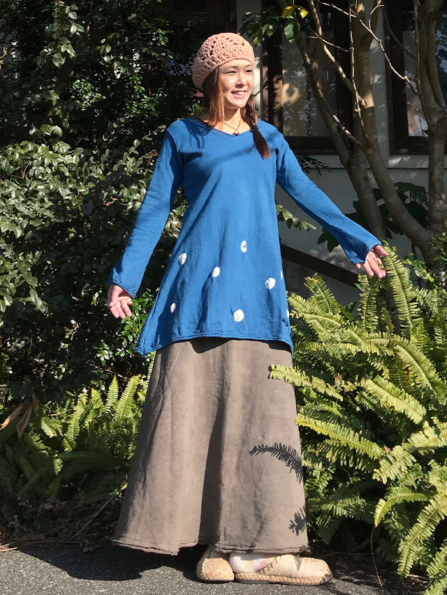 asana ヘンプコットン ふかふか チュニック・草木絞り染め【パヤカ