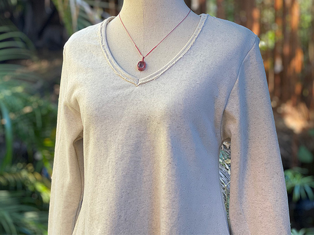 asana ヘンプコットン ふかふか Vネック ロングスリーブ・きなり 