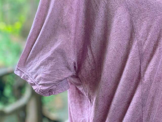 asana ヘンプコットン テロテロ ゆったり ハイネック ブラウス・草木染め