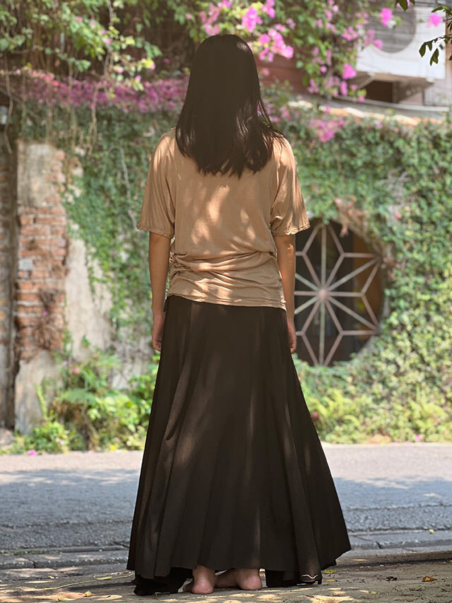 asana ヘンプコットン テロテロ ゆったり ハイネック ブラウス・草木染  