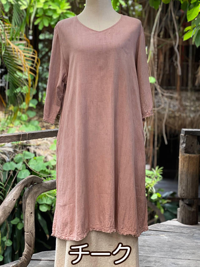 asana HEMP100% テロテロ ゆったり チュニック ワンピース
