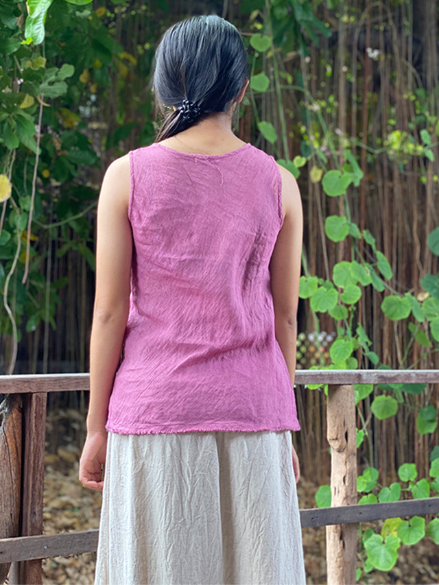 seed and soil アーサナトップス　Asana tops asana 麻100% バイアス タンクトップ・草木染め【パヤカ