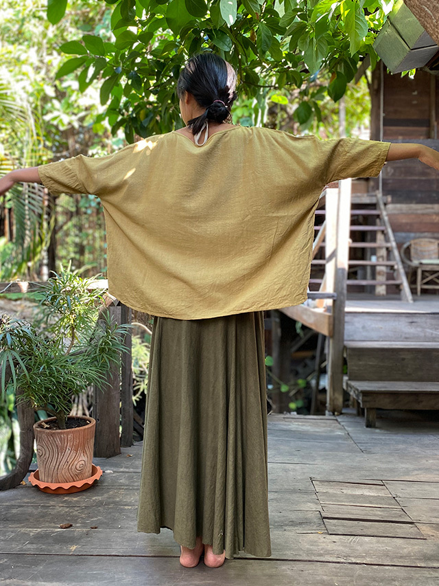 asana HEMP100% テロテロ カットソー●草木染めインディゴ 部屋着にも最適 asana HEMP100% テロテロ ゆったり パンツ
