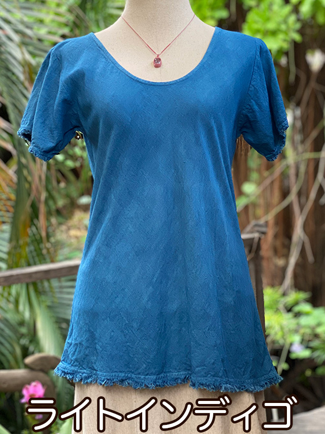 asana HEMP100% テロテロ バイアス Tee●草木染めインディゴ asana HEMP100% テロテロ バイアス Tee・草木染め【パヤカ オンライン