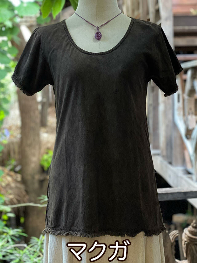 asana HEMP100% テロテロ バイアス Tee●草木染めチーク asana HEMP100% テロテロ バイアス Tee・草木染め【パヤカ オンライン
