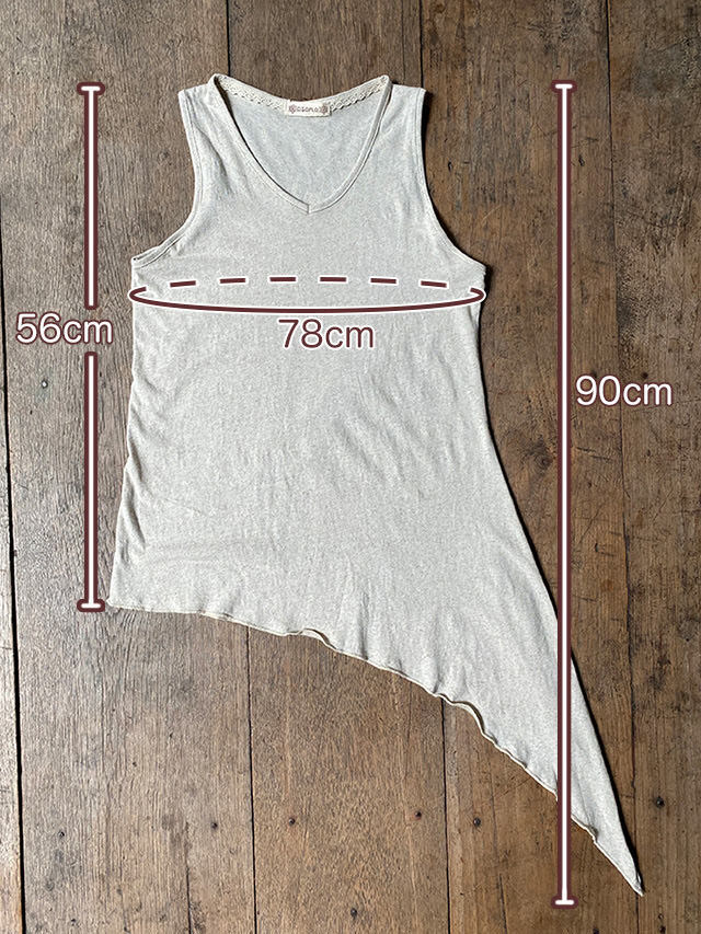 asana ヘンプコットン 薄手 ターザン タンクトップ・きなり