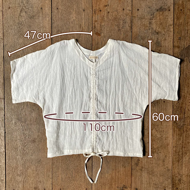 asana HEMP100% ガーゼ 切り替え ギャザー ブラウス・きなり