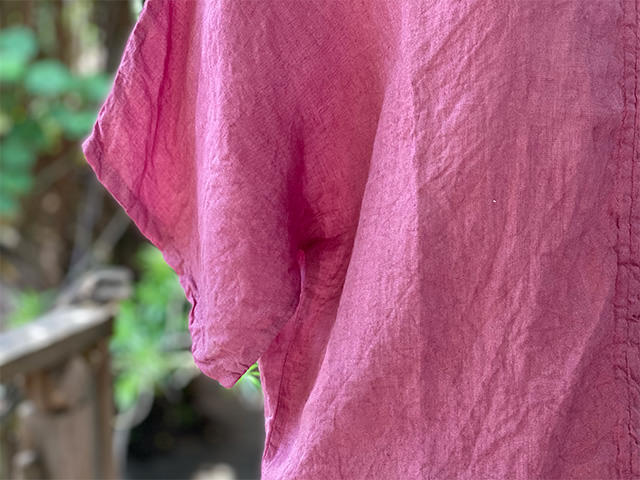 asana HEMP100% ガーゼ 切り替え ギャザー ブラウス・草木染め